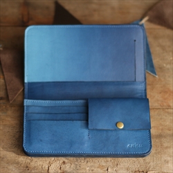 藍染革　二つ折り財布 【天藍】